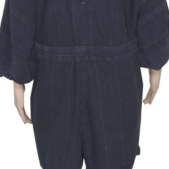 Free People Free-Est - Knotty But Nice Romper Black Textured L - Picture 6 of 7